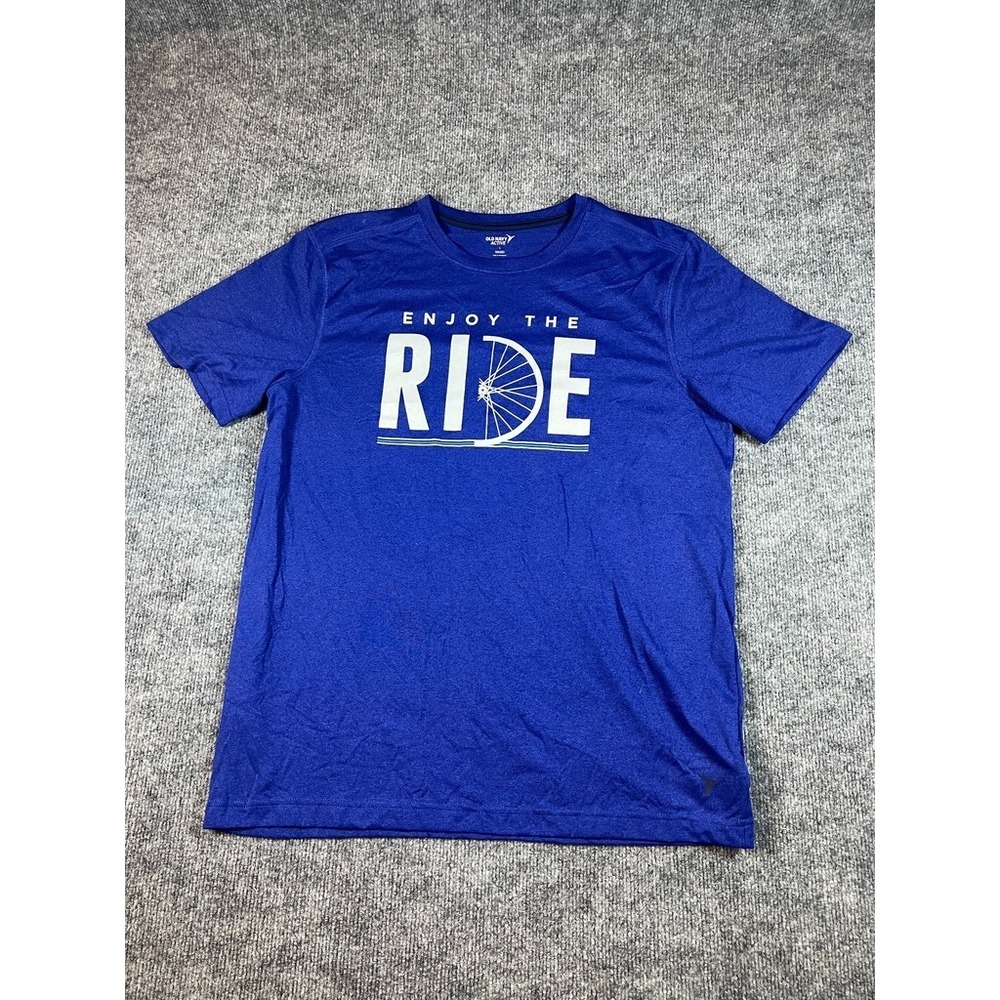 Old Navy Active Blue Lightweight "Enjoy The Ride" Adventure Gear T Shirt Mens L